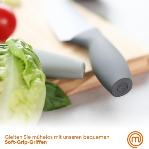 Set de cutite de bucatarie MasterChef, 5 piese, inox, cu suport, negru - Img 6