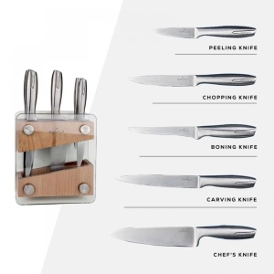 Set de cutite Karaca Venus 6 piese cu suport din sticla lame inoxidabile - Img 4