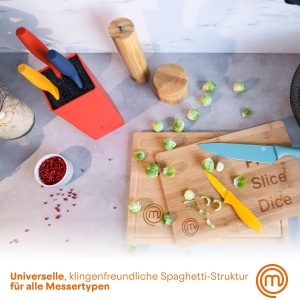 Set de cutite MasterChef cu suport, 5 piese, inox, manere antiderapante, multicolor - Img 4