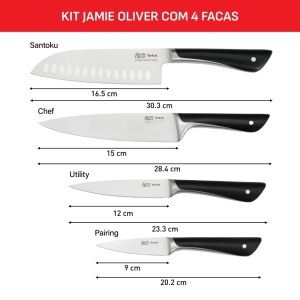 Set de cutite Tefal Jamie Oliver 4 piese, otel inoxidabil, manere din lemn de acacia - Img 6