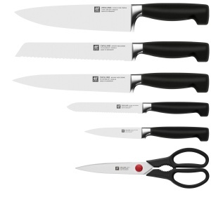 Set de cutite ZWILLING Vier Sterne cu bloc de autoascutire, 7 piese, maro - Img 5
