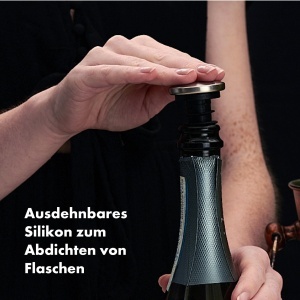 Set de dopuri pentru sticle de vin OXO Steel, din otel inoxidabil, rezistent la scurgeri - Img 2