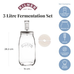 Set de Fermentare Kilner 3L Capac Silicon Ventil Plastic - Img 5