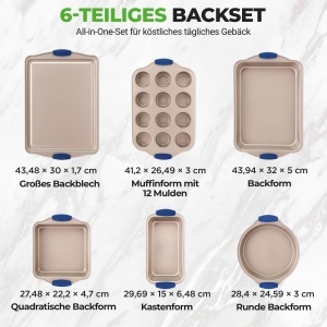 Set de forme de copt NutriChef 6 piese, antiaderente, cu manere din silicon, pentru cuptor - Img 4