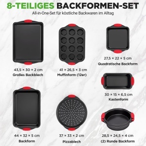 Set de forme de copt NutriChef 8 piese, antiaderente, din otel carbon, usor de curatat - Img 4