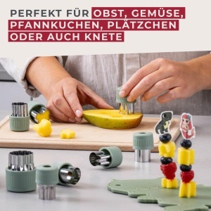 Set de forme pentru legume Fackelmann, 9 piese, inox, maner antiderapant, gri-verde - Img 3