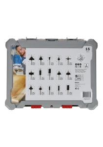 Set de freze Bosch PRO 15 piese pentru lemn Carbide 8 mm - Img 3