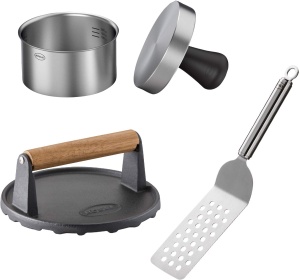 Set de Gratar ROSLE Burger 3 piese, inox 1810, greutate din fonta emailata