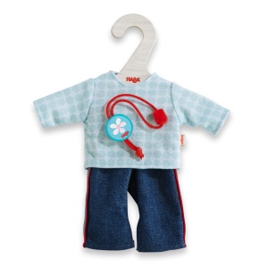 Set de imbracaminte pentru papusi HABA 306518, 3 piese, blugi, tricou, accesoriu - Img 5