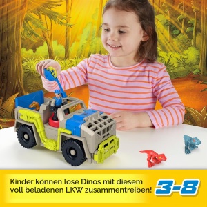 Set de Joaca Fisher-Price Imaginext Jurassic World cu Camion si Figurina, 3 Dinosauri - Img 2