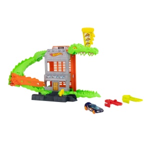 Set de Joaca Hot Wheels Croc Pizza Attack cu Masinuta 164, Detalii Interactive - Img 2