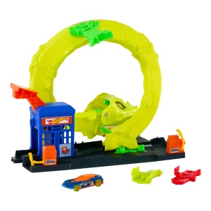 Set de joaca Hot Wheels cu serpentina, model JBM63, 2 moduri de joc, masinuta inclusa