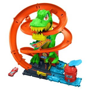Set de joaca Hot Wheels cu T-Rex si camion de pompieri, 164, 45 cm - Img 4