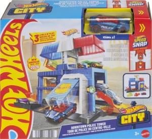Set de joaca Hot Wheels, Statia de Politie Downtown, 3 niveluri, masca 164 - Img 5
