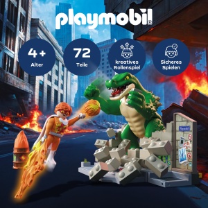 Set de Joaca PLAYMOBIL Heroes MegaRaptor vs. Firestormer, cu Mura Zburatoare, 71831 - Img 2