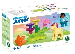 Set de joaca PLAYMOBIL Junior - Gradina Feerica cu Unicorn si Flori Colorate, 72087