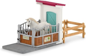 Set de joaca Schleich - Boxa pentru cai cu 21 de piese, inclusiv cal English Thoroughbred - Img 2