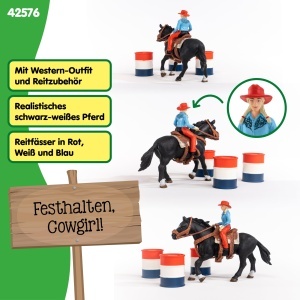 Set de Joaca Schleich Farm World - Barrel Racing cu Cowgirl, 7 Piese, Appaloosa - Img 2
