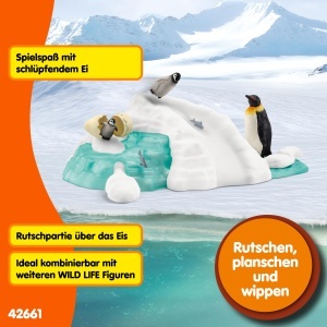 Set de Joaca Schleich WILD Life Pinguin-Familienspa 42661, 14 Piese, 3 Kaiserpinguini - Img 5