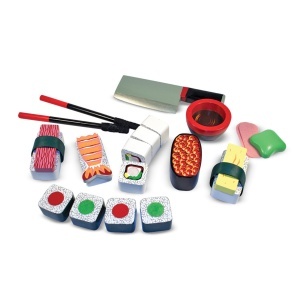 Set de joaca sushi din lemn Melissa Doug, 24 piese, cu efecte sonore