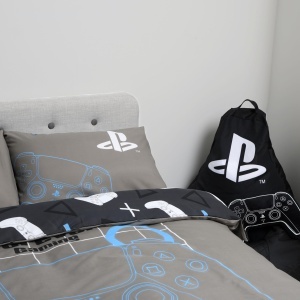 Set de lenjerie de pat PlayStation, gri, reversibil, 200x200 cm - Img 4