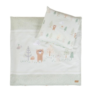 Set de lenjerie pentru bebelusi roba Woodland Buddies, 100 bumbac, 80x80 cm, pastel verde