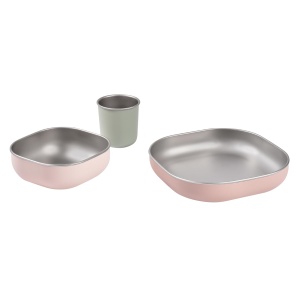 Set de masa pentru copii BEABA din inox, 3 piese, rucshtfest, culoare Barbapapa - Img 2