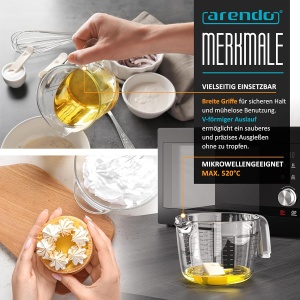 Set de masurare Arendo din sticla borosilicata - 250ml, 500ml, 1000ml - Img 5