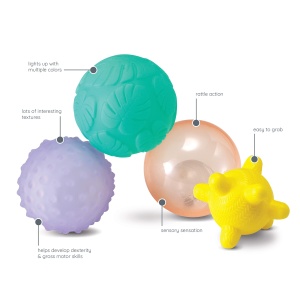 Set de mingi senzoriale pentru bebelusi Infantino 6 piese BPA-free texturi si culori variate - Img 9