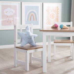 Set de mobilier pentru copii Kindersitzgruppe Woody - 2 scaune si masa, alb si lemn - Img 7