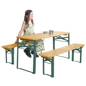 Set de mobilier pentru copii roba, 3 piese, din lemn masiv, pentru exterior, verdenatural - Img 4