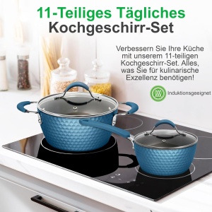 Set de Oale si Tigai NutriChef, 11 piese, Antiaderente, Inductie, Cu Manere Ergonomice - Img 2