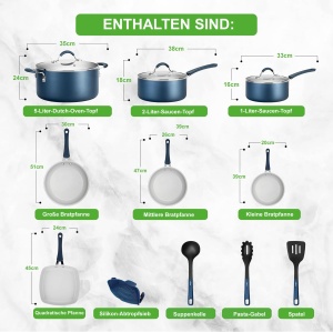 Set de Oale si Tigai NutriChef 14 Piese, Antiadherente, Inductie, Aluminiu cu Inox - Img 3