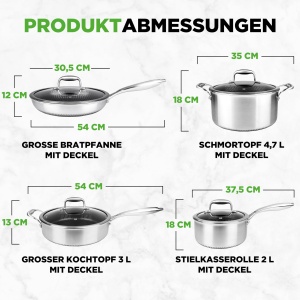 Set de Oale si Tigai NutriChef 8 piese, inox, inductie, antiaderent - Img 2