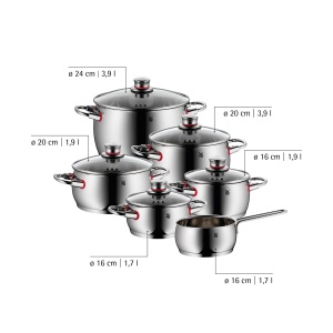 Set de Oale WMF Quality One 6 piese, Cromargan inox, Capacitate variata - Img 7