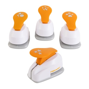 Set de perforatoare pentru confetti Fiskars 105320-1001, 4 forme, portocaliu