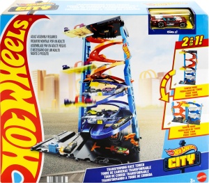 Set de Pista Hot Wheels City 2-in-1 cu 1 Masinuta, Turn de Curse, 66 cm - Img 6