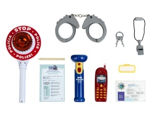 Set de Politie Theo Klein 8850 10 piese Cu lanterna si politist cu lumina