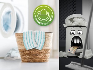 Set de prese de servetel Leifheit Profi XL cu mop de podea si role incl. capac de schimb Profi micro duo din microfibra, absorbant si usor de curatat, set pentru curatare fara a va apleca cu sistem de clic - Img 4