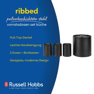 Set de recipiente pentru bucatarie Russell Hobbs RH03270EU7, 4 piese, otel, negru - Img 2