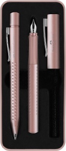 Set de scriere Faber-Castell Grip Pale Rose, Fuller cu varf M si Kugelschreiber cu mina XB - Img 1
