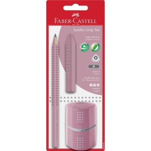 Set de scriere Faber-Castell Jumbo Grip 2001, 3 piese, culoare roz