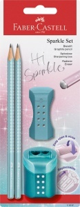 Set de scriere Faber-Castell Sparkle Ocean Metallic, 4 piese, ergonomice