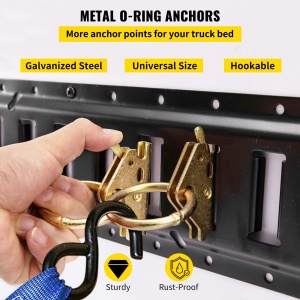 Set de sine de tensiune VEVOR E-Track, 30 de bucati, 1,5 m, set de sine electrice, include 4 sine de otel si 2 fante individuale, 8 inele O si 8 curele de tensionare cu inel D si 8 capace de capat, accesorii de fixare pentru marfa - Img 5