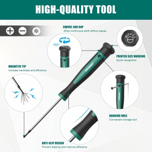 Set de surubelnite magnetice HYCHIKA, 51 piese, din otel CR-V, cu maner ergonomic - Img 2