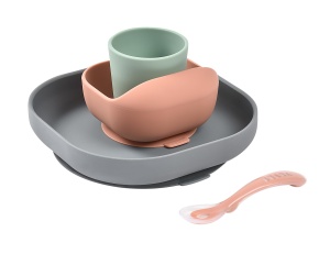 Set de tacamuri din silicon BEABA, cu 4 piese, cu ventuza, rezistent la caldura - Img 1