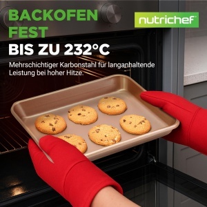 Set de Tava de Copt NutriChef 2 piese, Antiaderenta, 40x28 cm si 35.5x24.6 cm, Aurie - Img 3