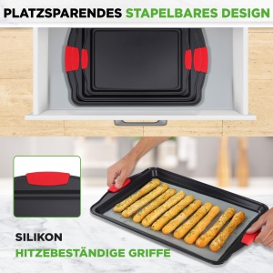 Set de Tavi pentru Copt NutriChef 3 Piese, Antiaderente, Hitzebestendige, Din Otel Carbon - Img 4