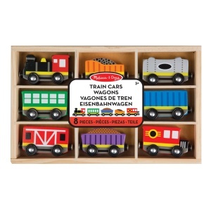 Set de tren din lemn Melissa Doug 8 piese, cu cuplaje magnetice, 8 cm - Img 3