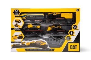 Set de trenuri cu masini mici Caterpillar, 8 sine, cu magnet si 3 vagoane - Img 2